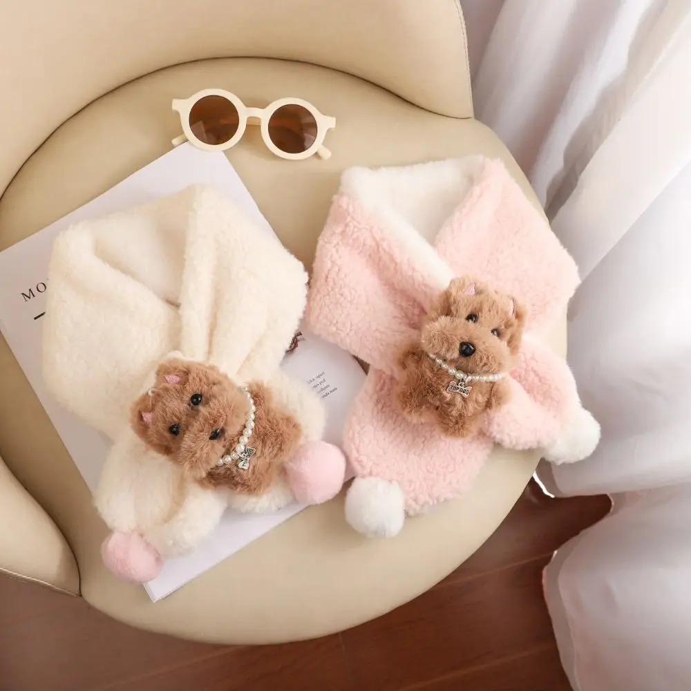 

Little Bear Material Baby Bears Scarf Warm Soft Texture Cross Neckerchief Bear Design Windproof Children Scarves Toddler