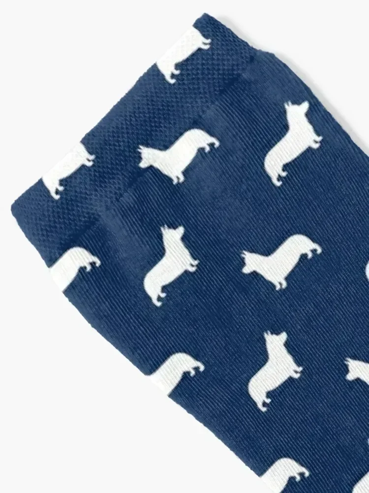 ถุงเท้าเพมบรอก คอร์กี้ เวลเชส ลายเงา (สีขาว) ถุงเท้ากันลื่น ของขวัญฤดูหนาวสำหรับผู้ชาย ถุงเท้าฝ้ายคุณภาพสูง ถุงเท้าครอสฟิตสำหรับผู้หญิงและผู้ชาย