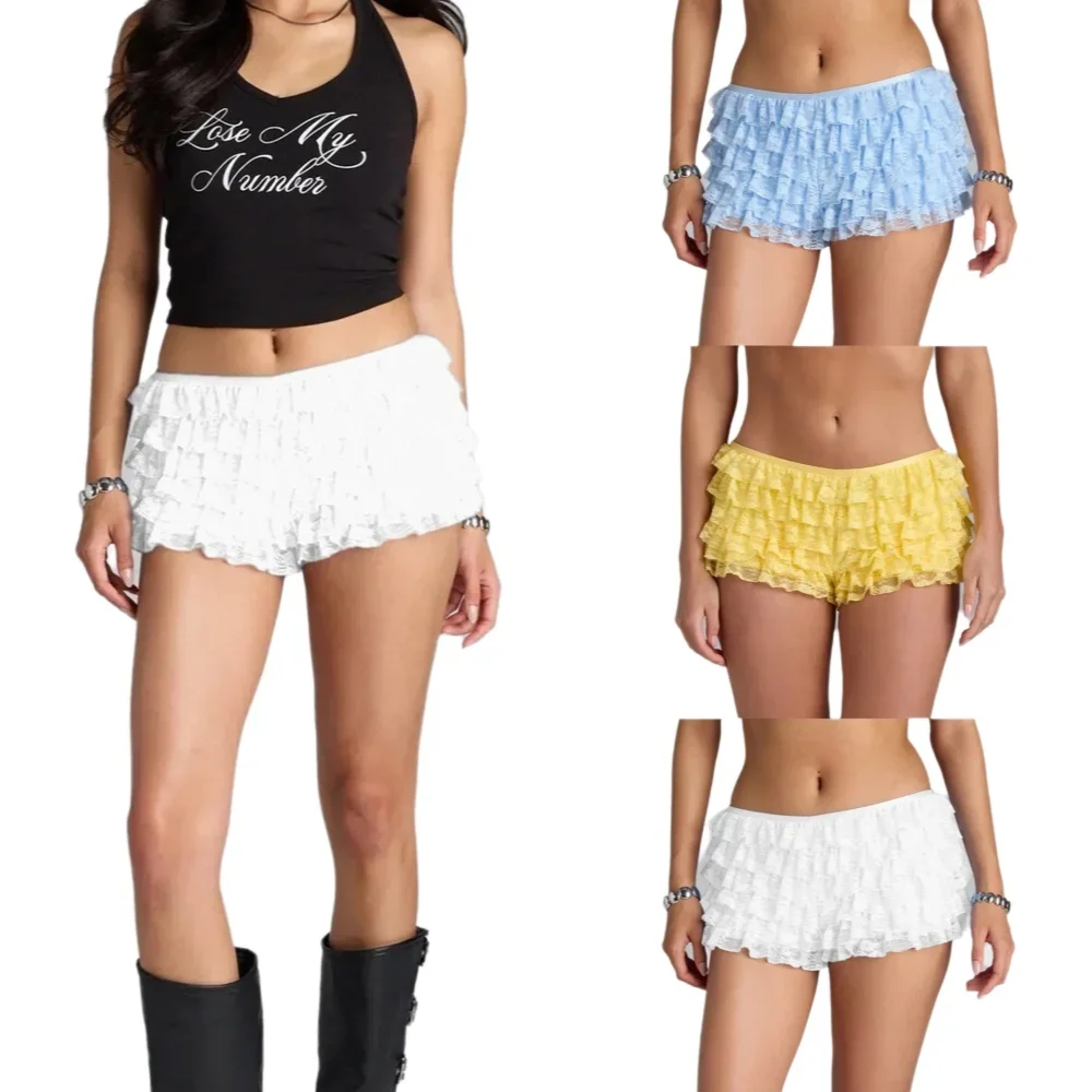 

Lolita plain-color ruffled pleated casual multi-purpose lantern skirt short skirt pants