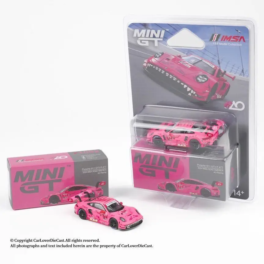 

MINIGT 1:64 # 1052 Porsche 911 GT3 R Powder Dragon, модель автомобиля из сплава, в наличии
