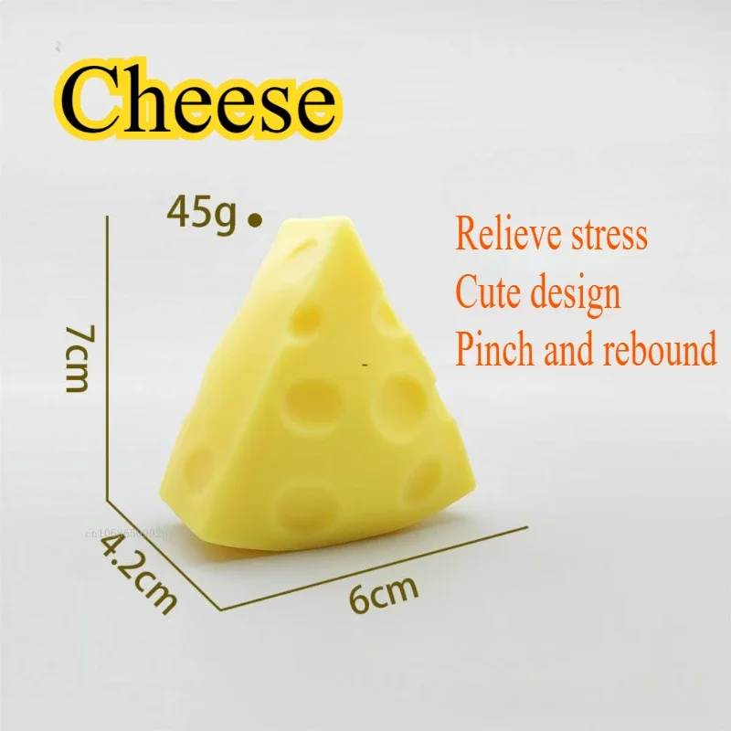 1pcs Cute Cheese Toys Soft Stress Relief Relax Toys Pinching Decompressing Toy Dessert Squeeze Party To Sensory Squeeze Toy