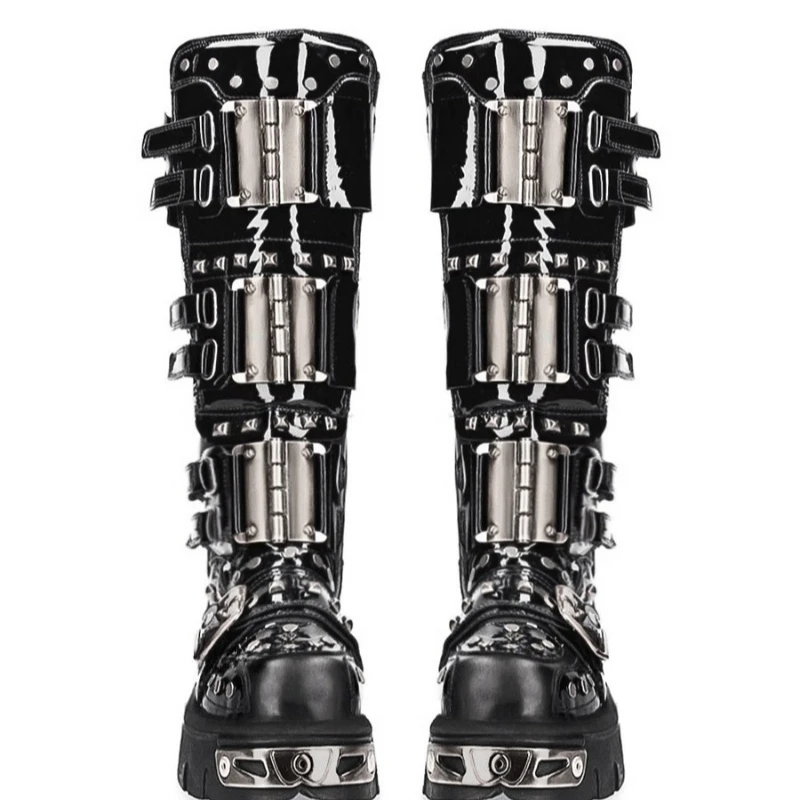Spanish Rock Unisex Biker Boots Gothic Blade Platform High Rider Boots Heavy Metal Tall Boots Men Women