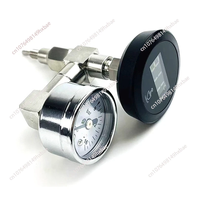 Universal E61 Espresso Machine Group Head Adapter Dual Pressure Gauge & Thermometer for Brew Temperature Monitoring Mod Kit