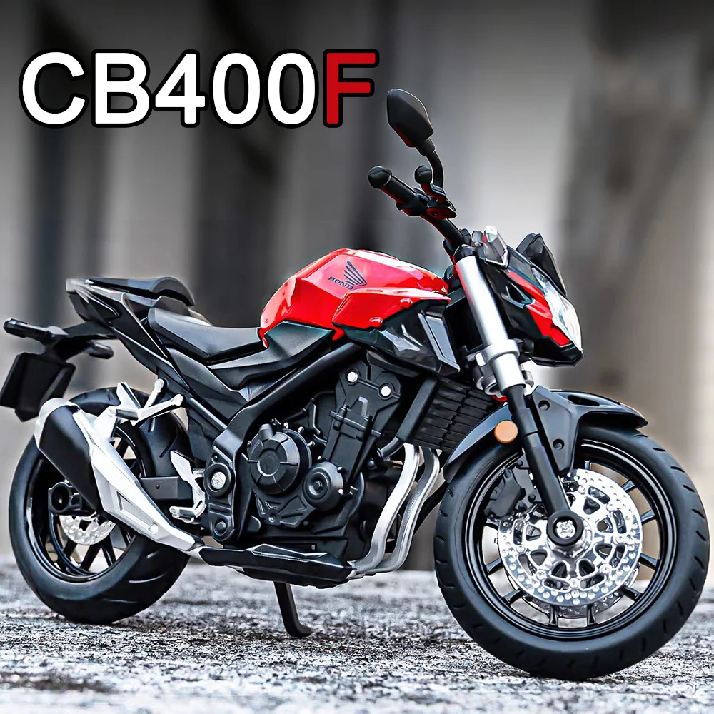 1:12 혼다 CB400F 오토바이 자동차 장난감 합금 다이캐스트 모델 라이트 사운드 고무 타이어 미니어처 차량 유아 어린이 선물