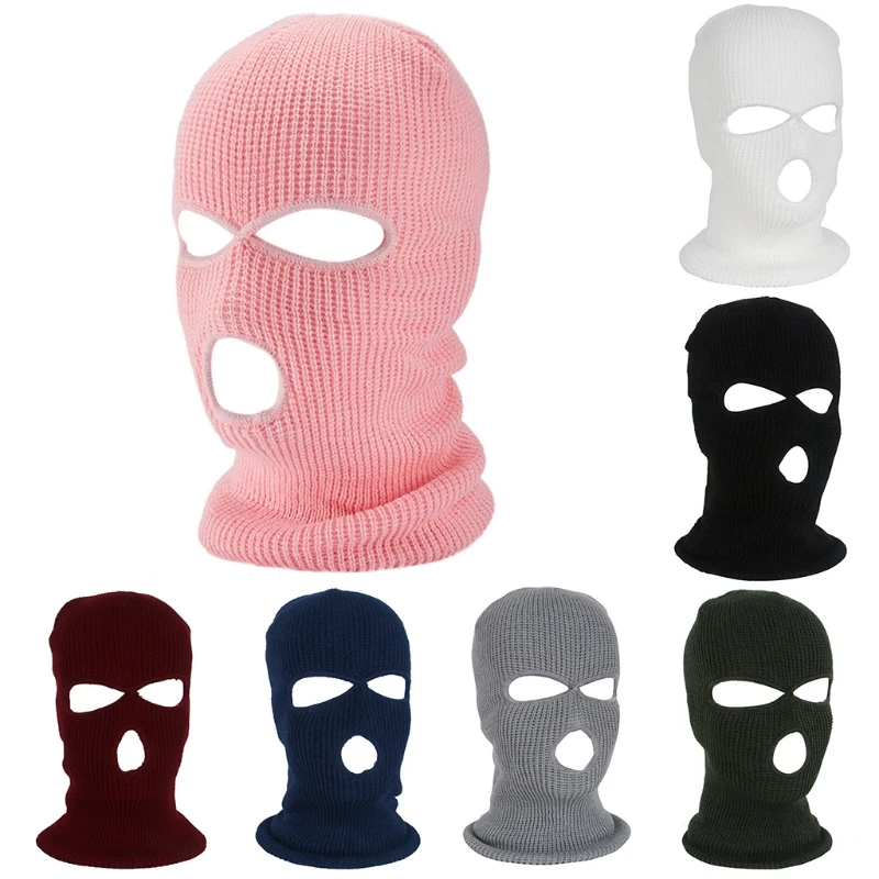 Winter Warm Full Face Cover Mask 3 Hole Balaclava Knit Hat Hiking Cycling Ski Motorcycle Helmet Liner Beanie Cap for Men Women