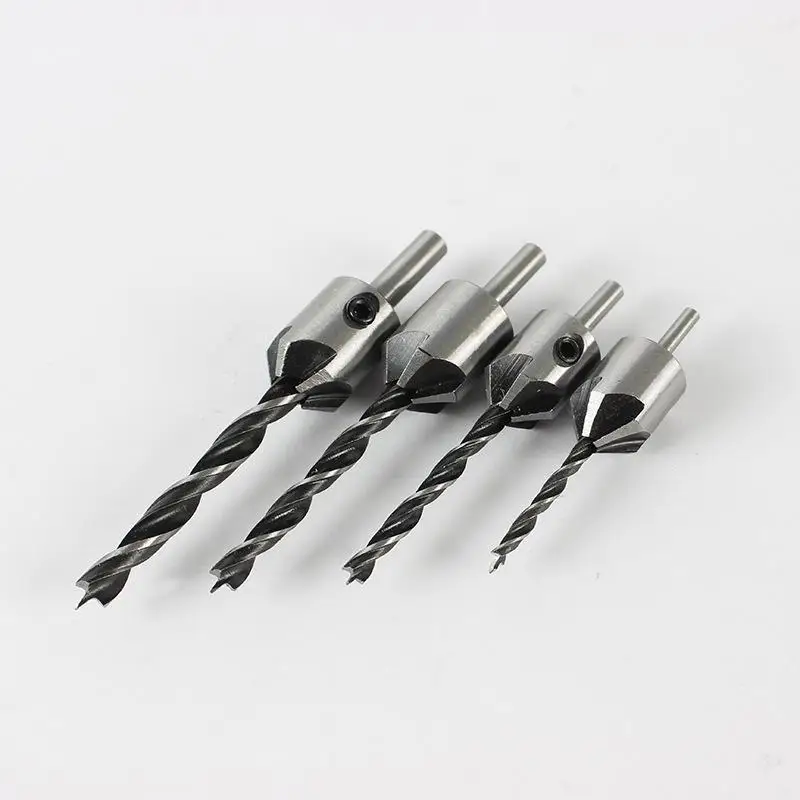 4Pcs 3-10mm Three-Pointed Woodworking Counterbore Drill Bit Set Reaming Chamfering Screw Hole Opener Tool For Precise Joinery
