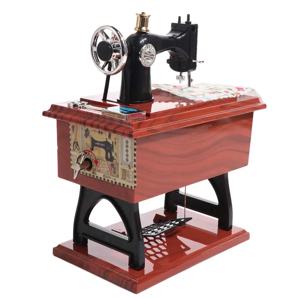 

Simulation Dollhouse Sewing Machine Hand-Crank Vintage Sewing Machine Model Mini Clockwork Mechanism