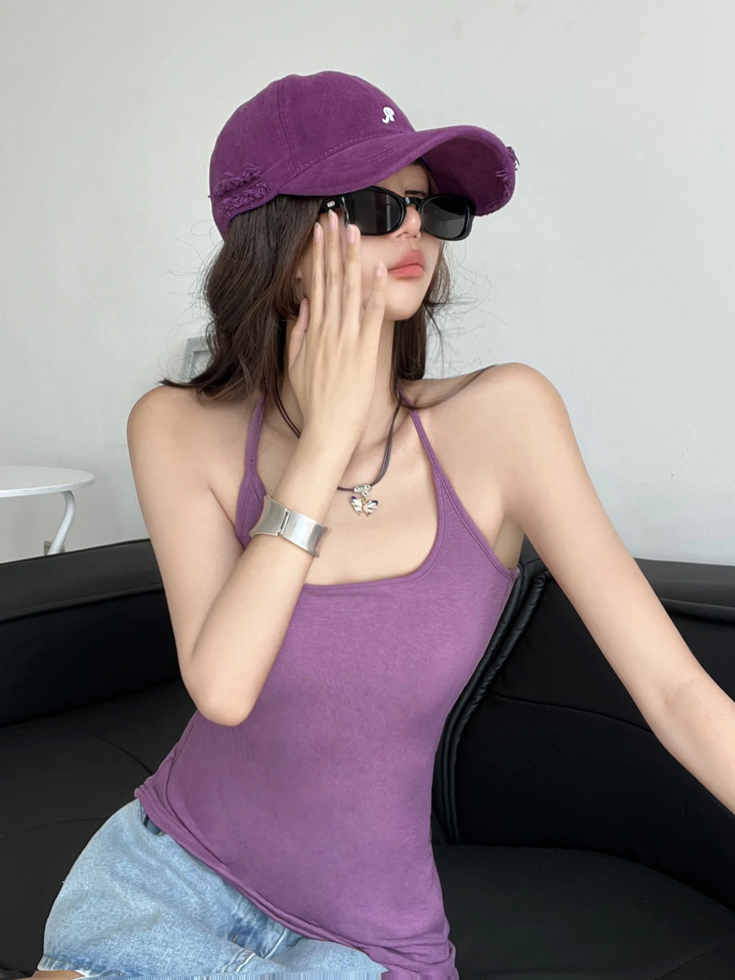 

Stunning Neline Pure Desire Hanging Strap Vest Women's Base Layer Outerwear Summer Hot Girl Beautiful Ba Street Sle Sli...