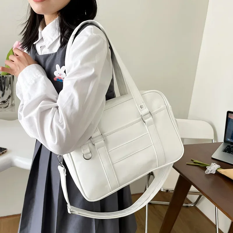 Japonês estilo preppy bolsa de ombro feminina couro do plutônio jk uniforme saco meninas bolsas cor pura crossbody sacos itabag tote bolso