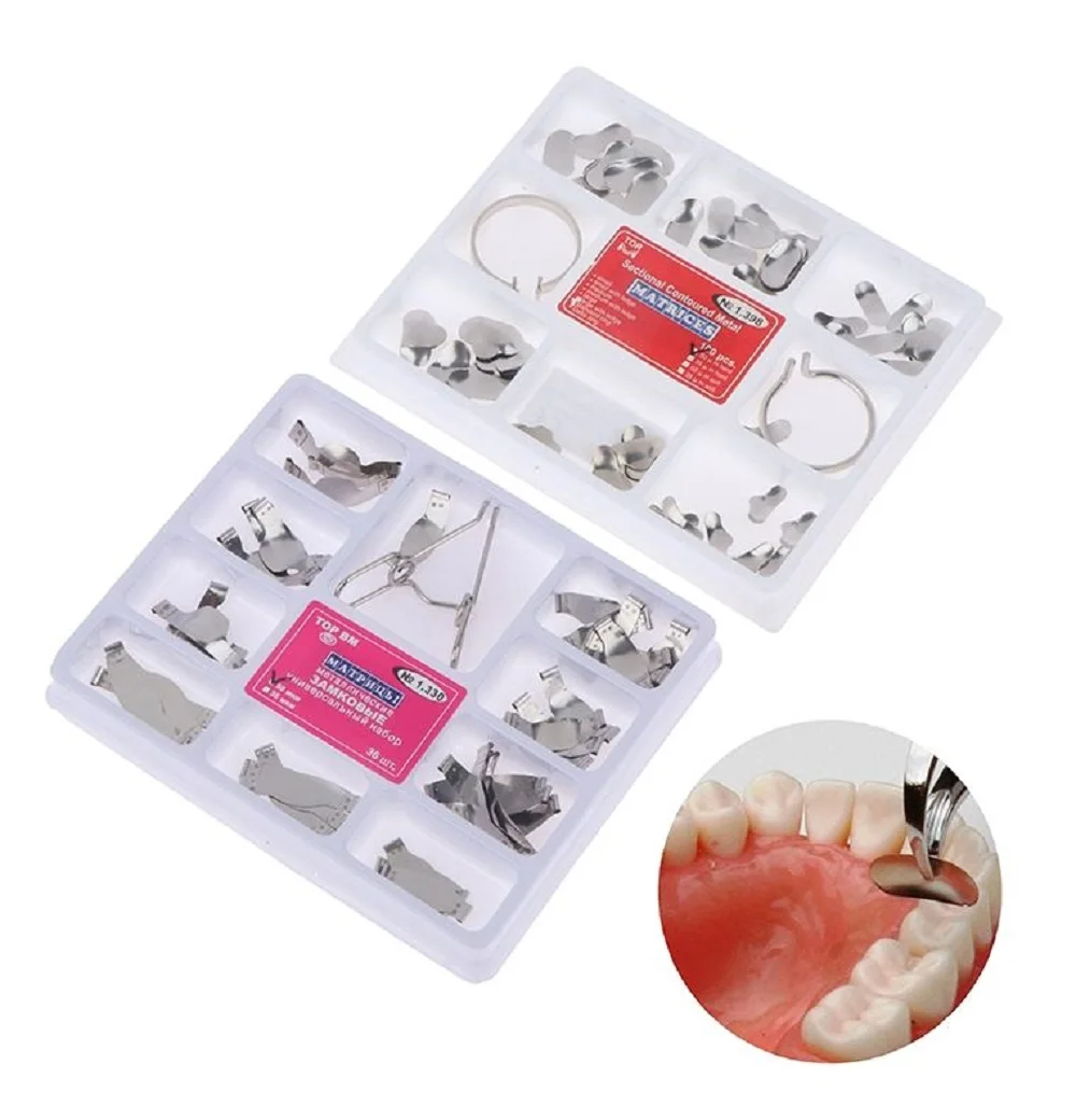 Dental Matrix Sectional Contoured Metal Matrices Dental Matrix with Spring Clip Delta Ring Clamp Wedges Kit No.1.398 No.1.330