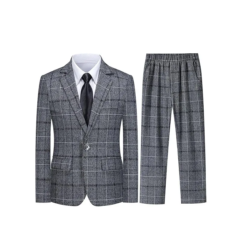 

England Style Boys Retro 3Pieces/Set Jacket Pants Tie Plaid Photograph Suit Gentle Kids Birthday Dress Children Wedding Custome