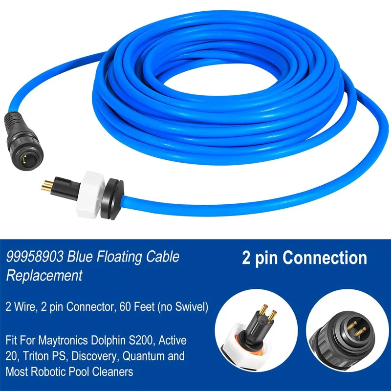 99958903 DIY Pool Cleaner Blue Communication Floating Cable Fit For Maytronics Dolphin S200, Active 20, Triton PS, Discovery