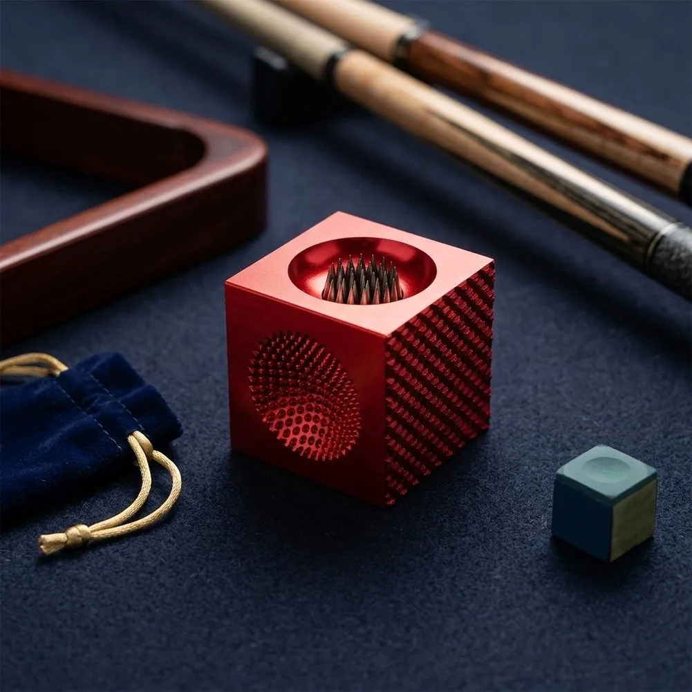 Billiard Cue Accessory for Tip Maintenance Including Needle Puncture Rounded Forming and Flat Smoothing Actions
