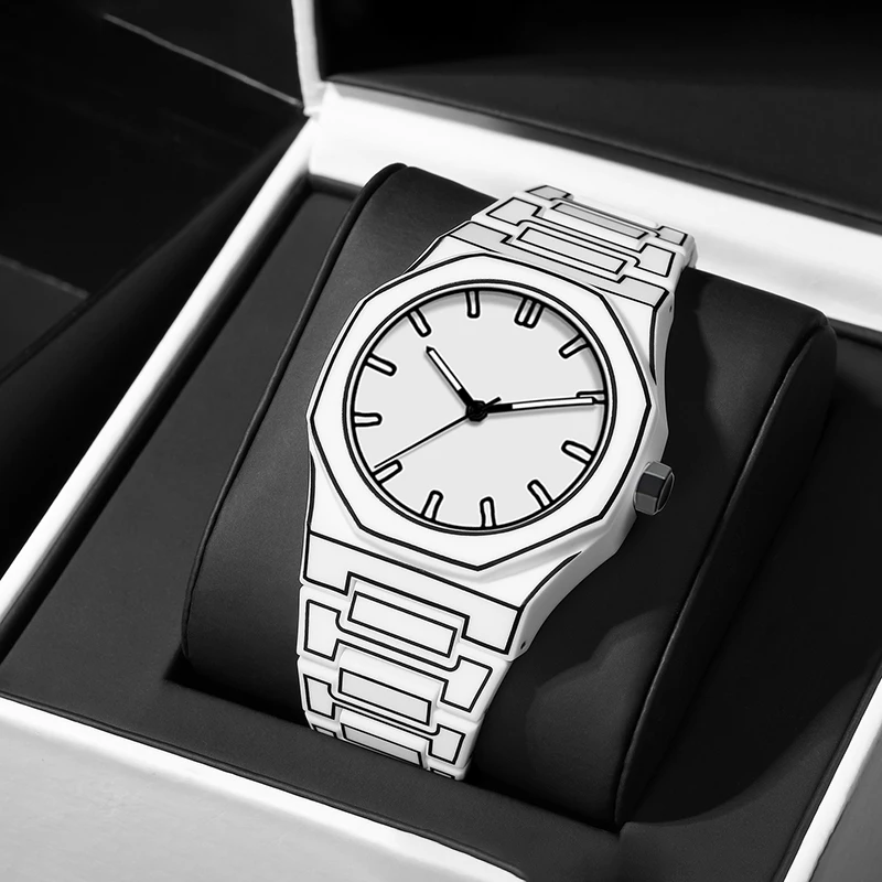 

PINTIME New Modern Minimalist Sketching Creative Leisure Watch Creative 3D Sketch Design Luminous Interest Watches For Men