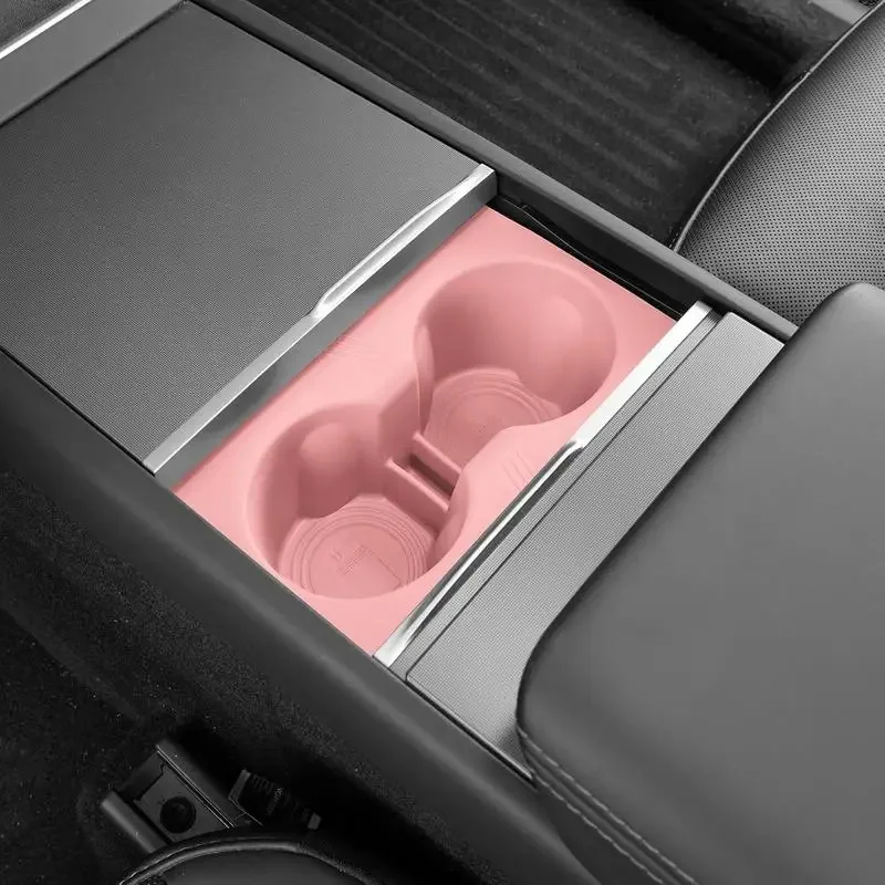 

Center Console Cup Holder Inserts for Tesla Model 3 2024-2025 Highland/Model Y 2025 Juniper, Center Console (Pink)