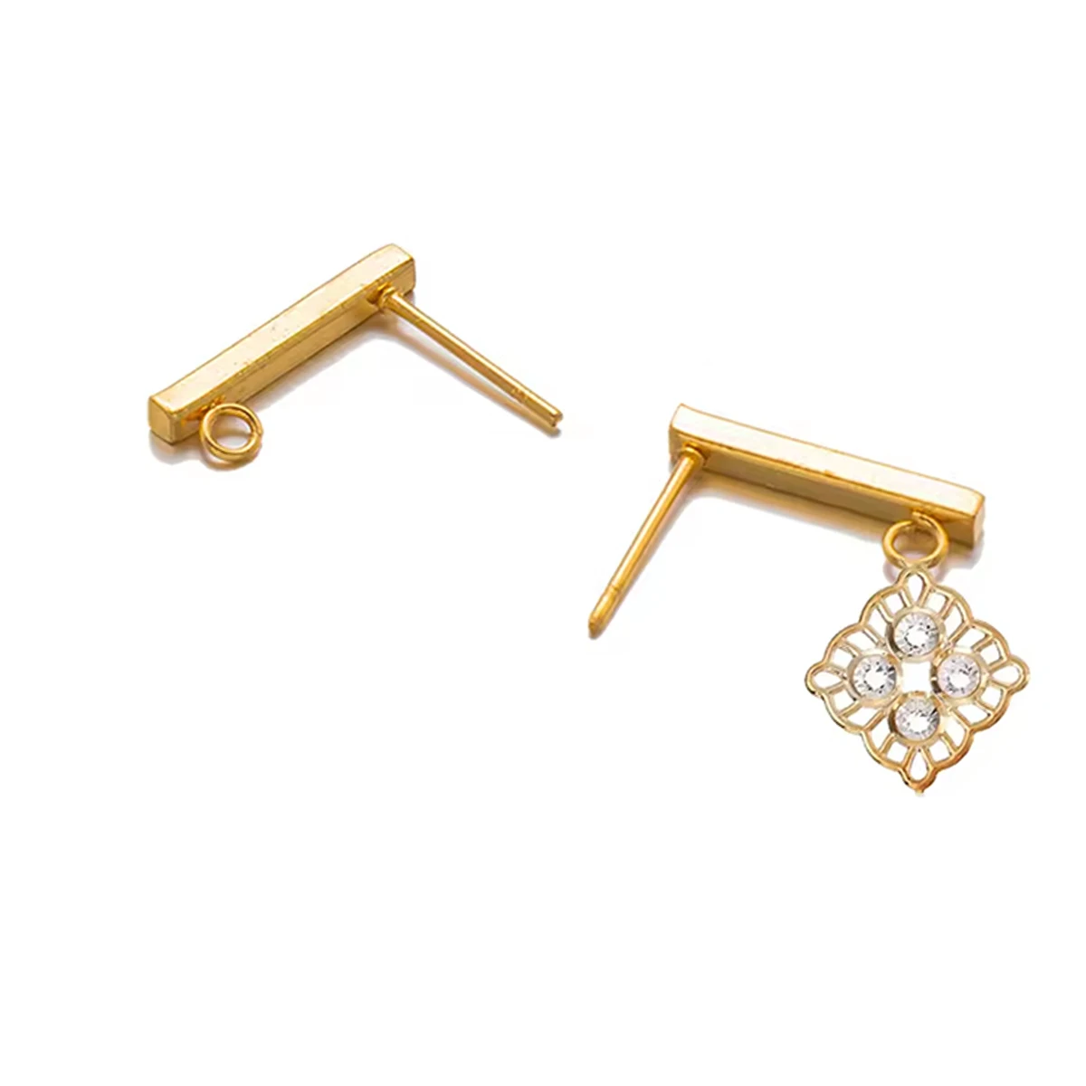 2pcs 10mm 18mm Earring Hooks Stud Earring With Loop Rectangle Bar Tube Stud Earrings Ear Wires Connector DIY Jewelry Making ﻿