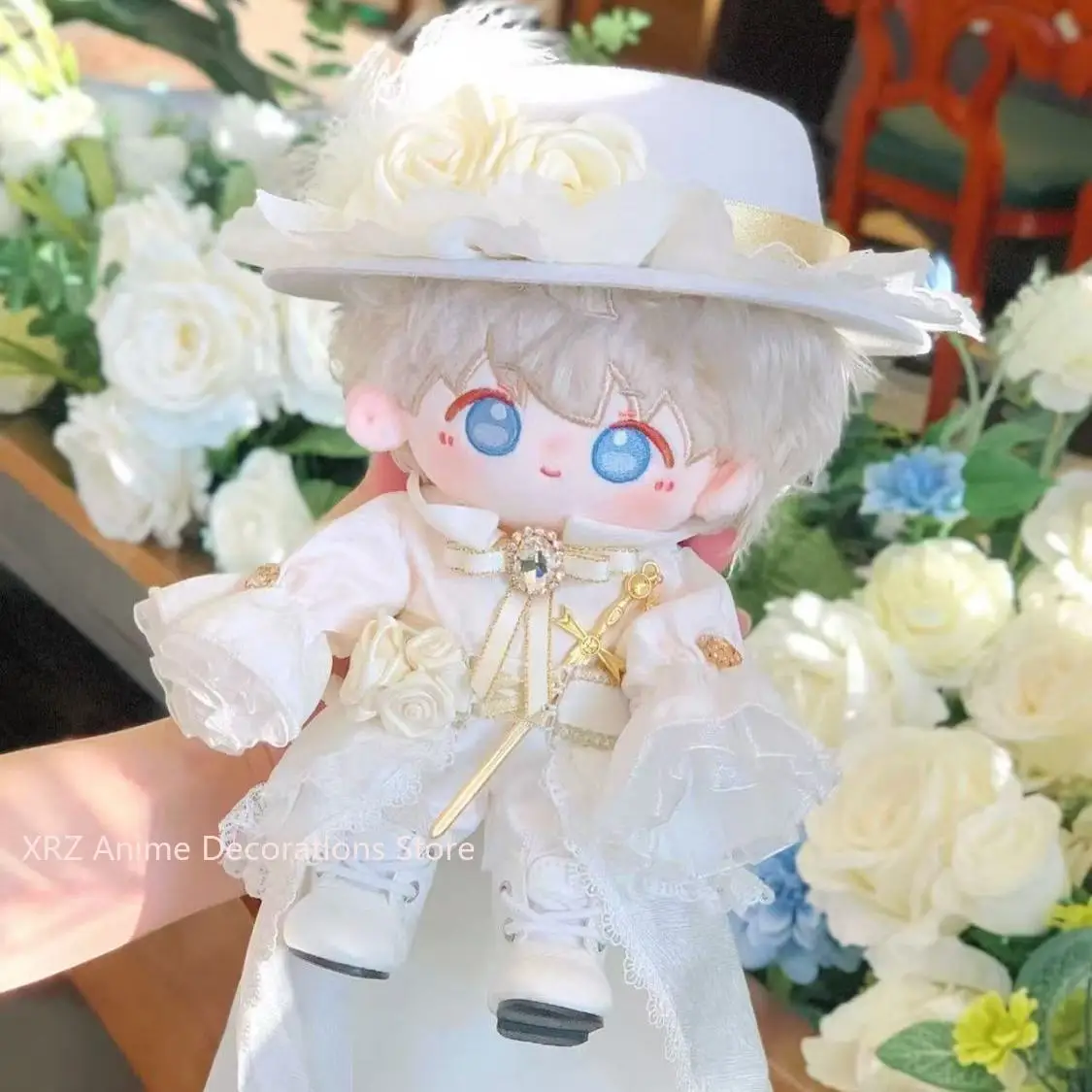 Ropa de algodón de Anime de 20CM, traje de capa, bonito vestido de caballero blanco, traje cambiante, juego, accesorios de utilería para fotografía, regalo de cumpleaños