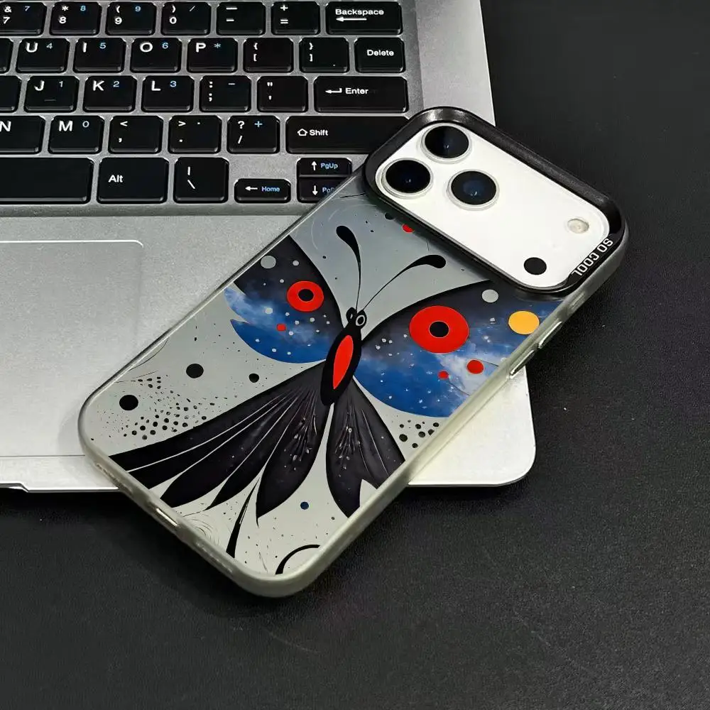 アーティスト J-Joan M-Miro iPhone 17 16 15 14 13 12 11 Pro Max Air用スマホケース マルチカラー マット レーザー メタリック オーロラ ファンダ