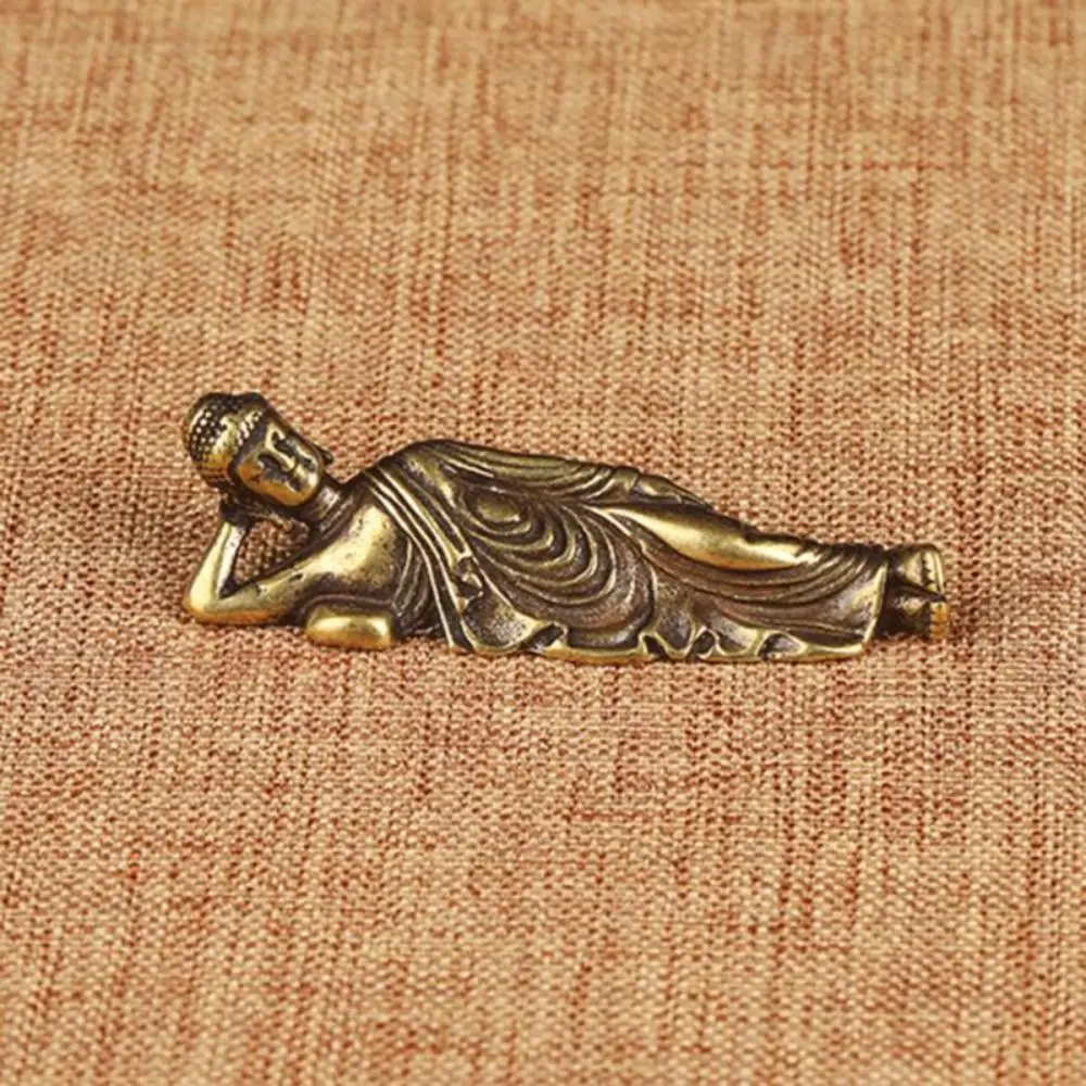 Mini Shakyamuni Buddha Ornament Pure Copper Retro Lying Shakyamuni Miniatures Attractive Brass Buddha Statue Home Decor