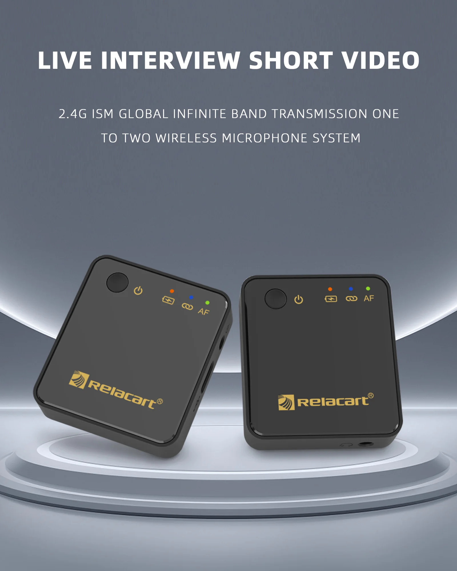 Relacart R2 Wireless Microphone System Dual Channel 2.4G for Vedio Camera Live Streaming