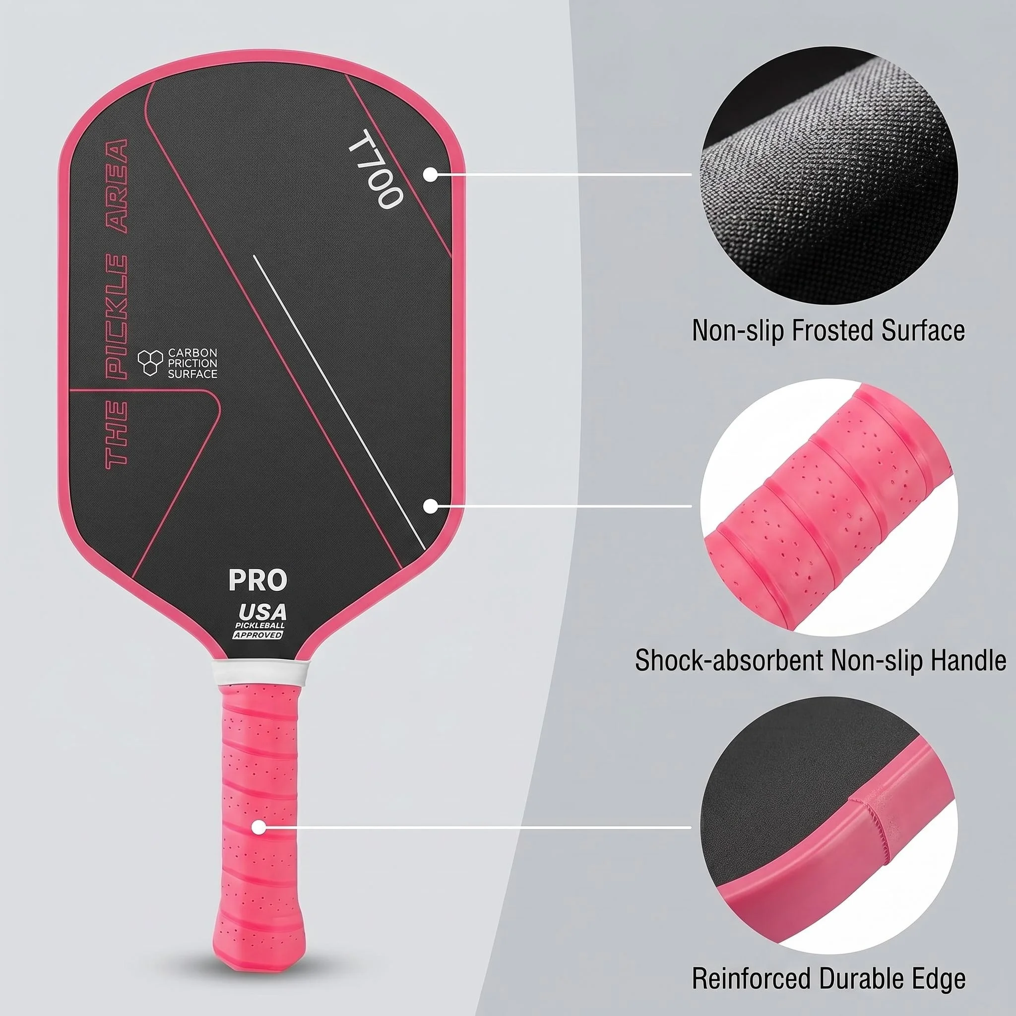 T700 Pickleball Racket Carbon Fiber Pickleball Paddle 16MM EPP HollowTube Core Pickle Ball Paddle Thermoformed Rackets