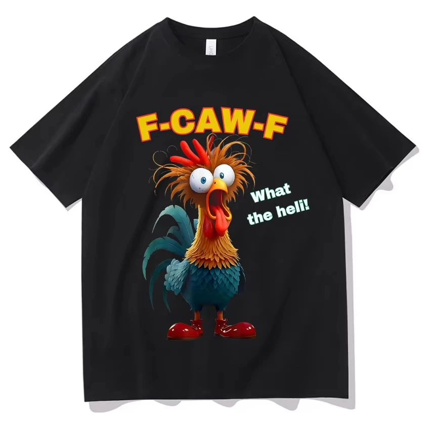 F-CAW-F Chicken Expression T-shirt, An Interesting Animal Print Casual T-shirt, Women Aesthetic T-shirt, Oversized Short-sleeved
