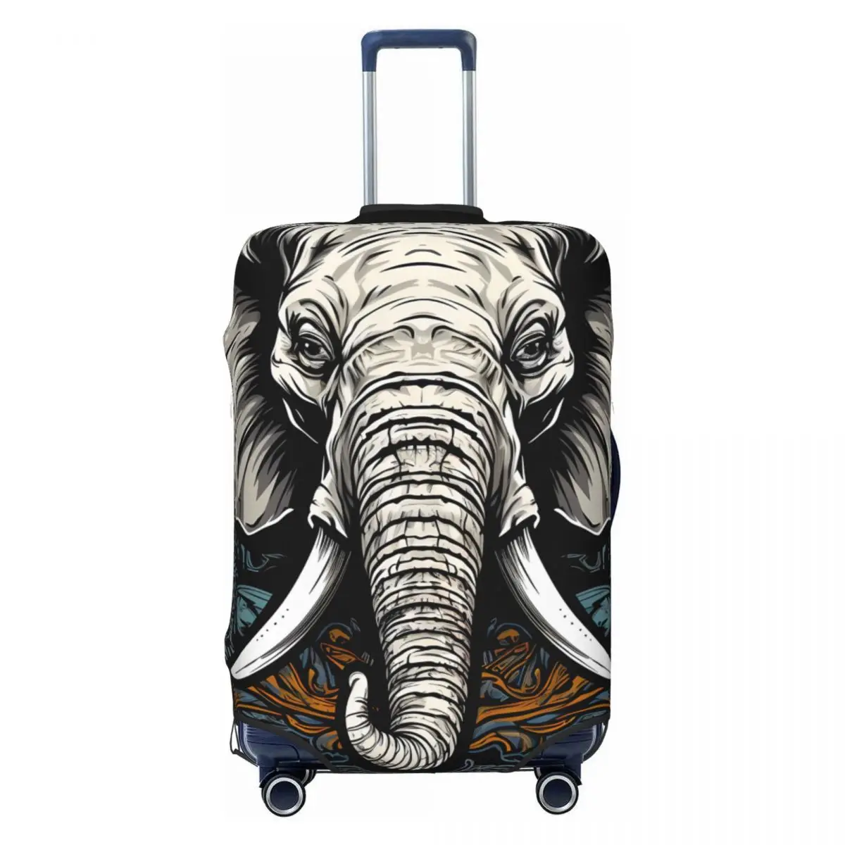 Retro Elephant Suitcase Cover Animal Head Cruise Trip Protection Flight Useful Luggage Case