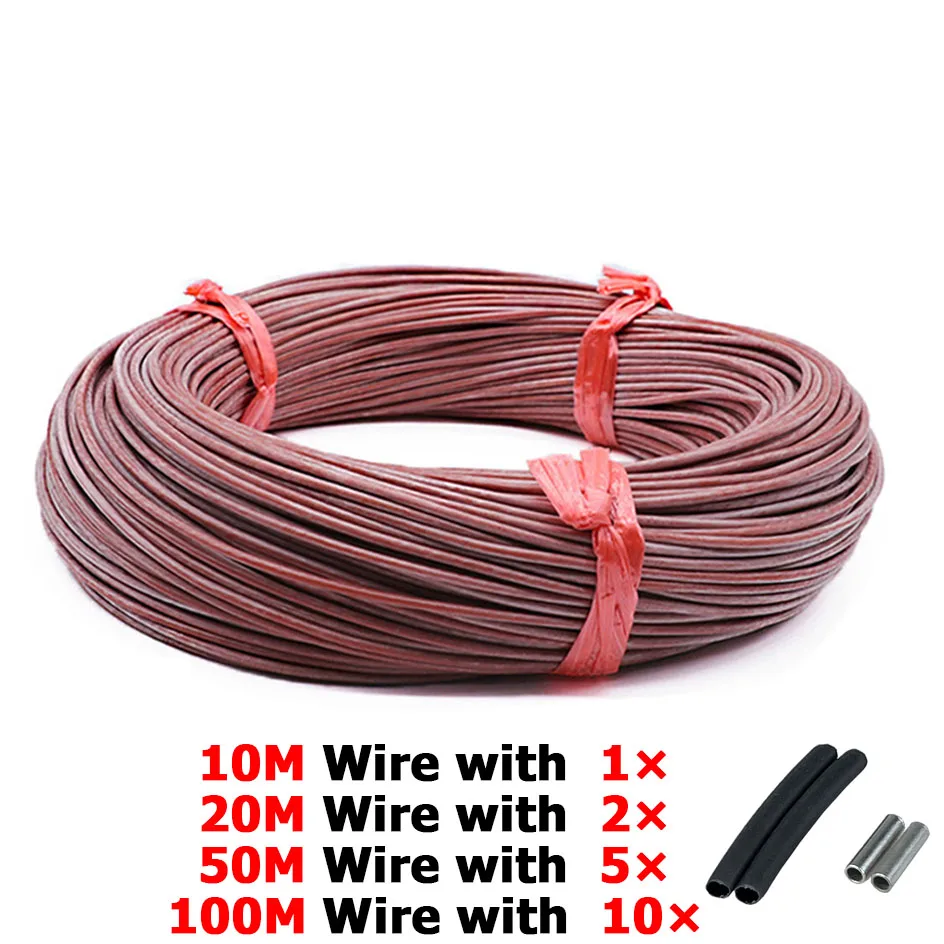 Electric Carbon Heating Wire 12K 33ohm/M Flame Retardant Electro-Thermal Wire 10 to 100 Meters Infrared Warm Floor Cable