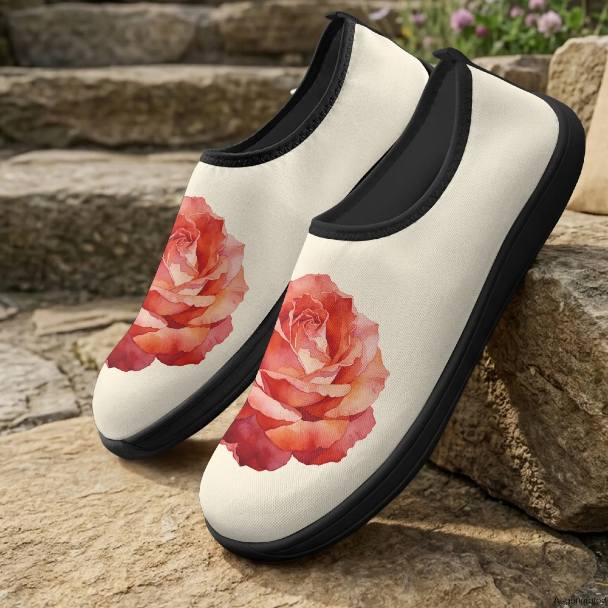 XIXIRIMIDO Slip-on Wide-toed Shoes Men's Breathable Mesh Shoes Roses Print Women Sneakers Man Shoes Tenis Feminino 36-46