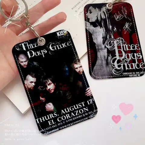 쓰리 데이 그레이스 밴드 맞춤형 프린트 카드 홀더, 소녀용 도어 카드 케이스, 여성용 배지 홀더 키체인