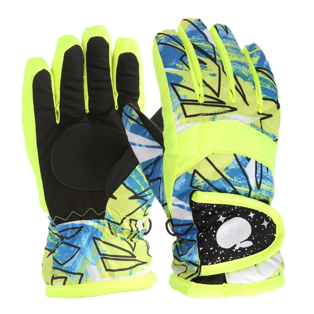 Guantes de esquí gruesos para niños, accesorios deportivos impermeables, antideslizantes, manoplas de nieve, guantes cálidos ajustables para exteriores, Unisex, 1 par