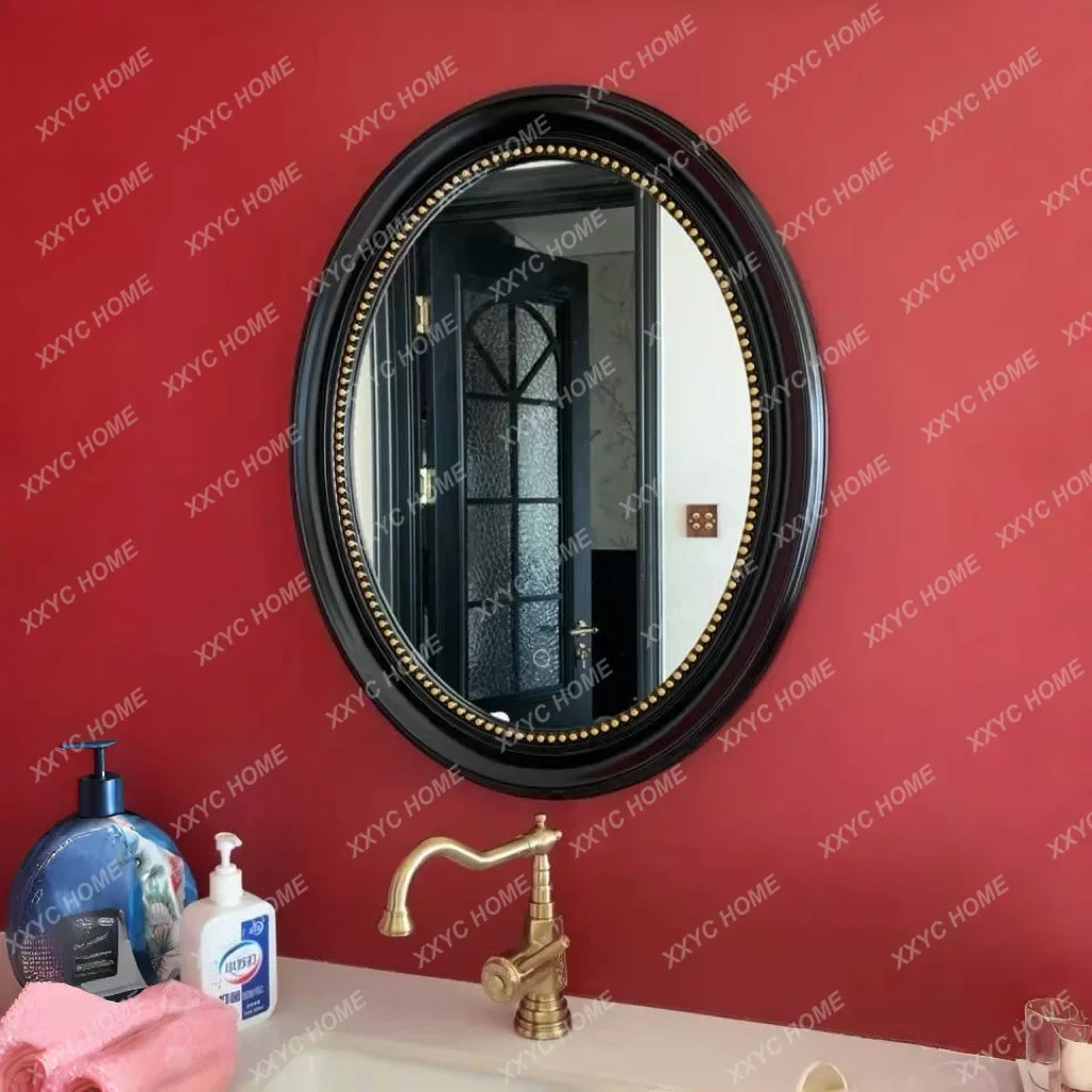 K Bathroom mirror living room wall hanging porch decorative mirror makeup dressing mirror hotel retro bathroom European
