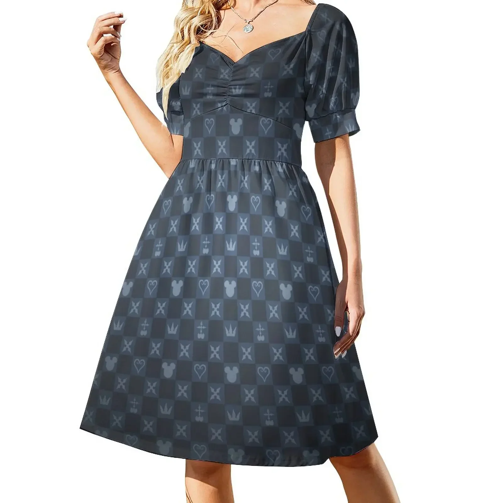

KH pattern - blue Short-Sleeved Dress dresses for women 2025 luxury woman party dress Dress
