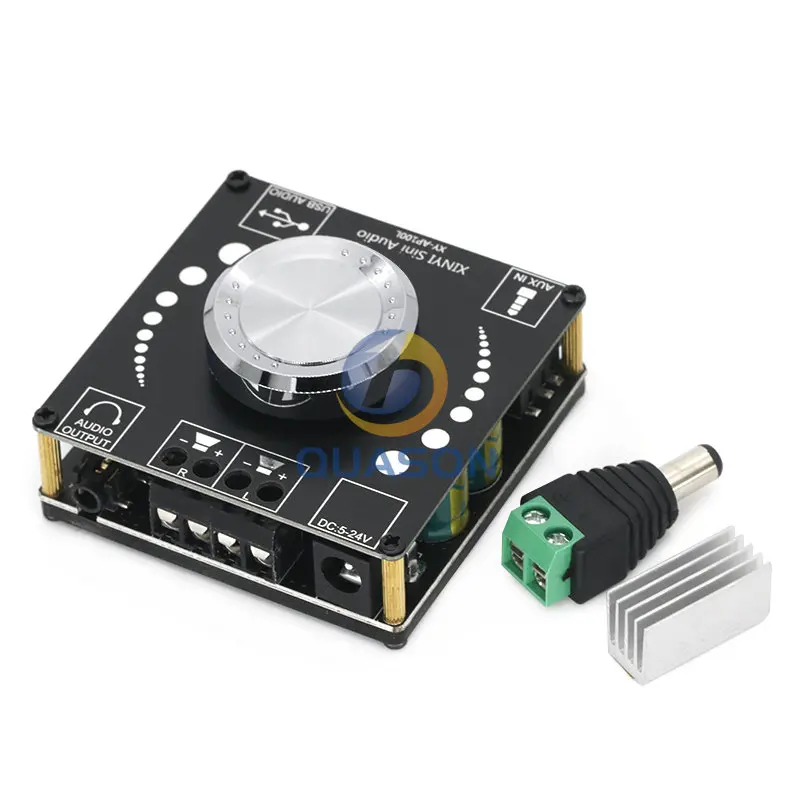 XY-AP100L 100WX2 Bluetooth 5.0 Stereo Amplifier Board AUX USB Sound Card Digital Power Amp Amplificador DC 12V 24V