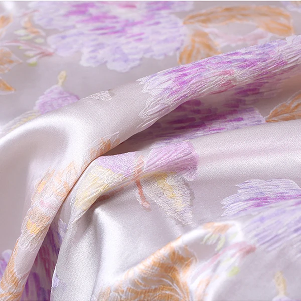 

Stretch Silk Satin Fabric with Pink Floral Jacquard-138CM Wide - 93% Silk 7% Spandex Perfect for Dress Cheongsam 28MM E1509