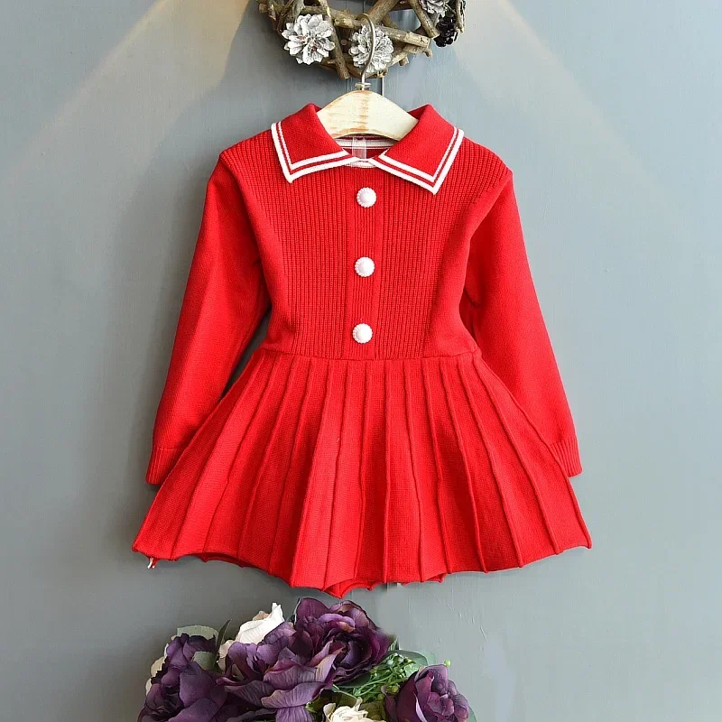 Kids Winter Sweaters Baby Girl Knitted Dress Fall Warm Autumn Girls Sweater Dress Outfits Dresses Toddler Girl Clothes 2-6Y