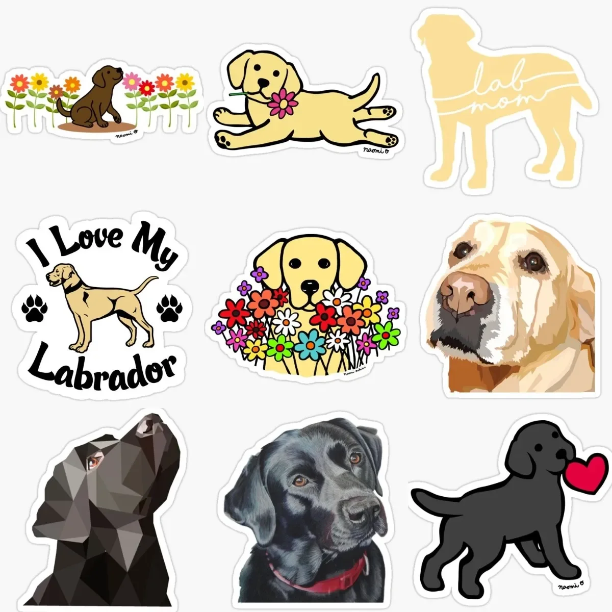 

Catoon Labrador Dog Sticker for Wall Rooms Truck Motorcycle Car Window Bicycle Van Glass Decals Customizable