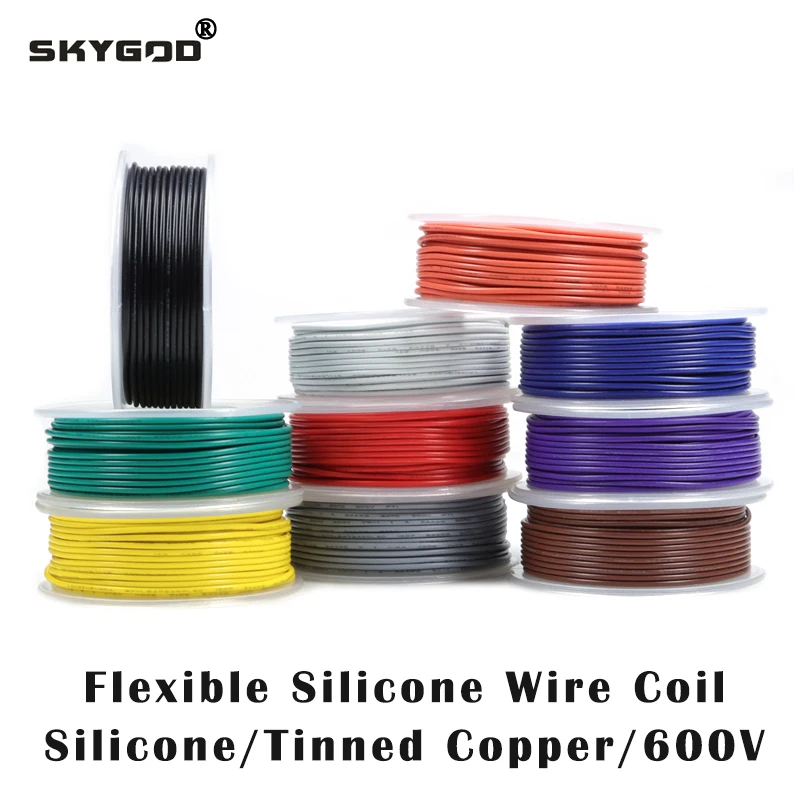 Flexible Silicone Wire In Roll 30/28/26/24/22/20/18/16AWG Silicone Rubber Insulated Tinned Copper Heat-resistant Cable 600V Kit