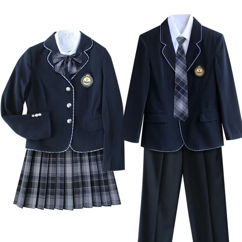 Womens Mens Korea British Japan School Uniform Outfits Girls Boys Japanese Anime Cosplay Costume Dress Clothes Set