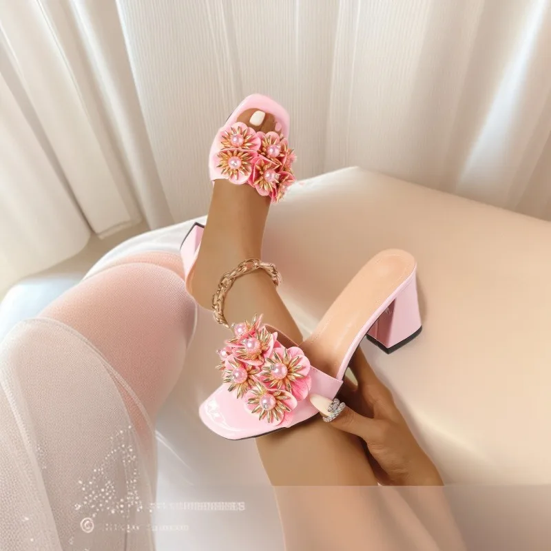 

New Womens Shoes Exquisite Metal Decoration High Heeled Sandals for Woman Elegant Casual Shoes Designer Shoes Sandalias De Mujer