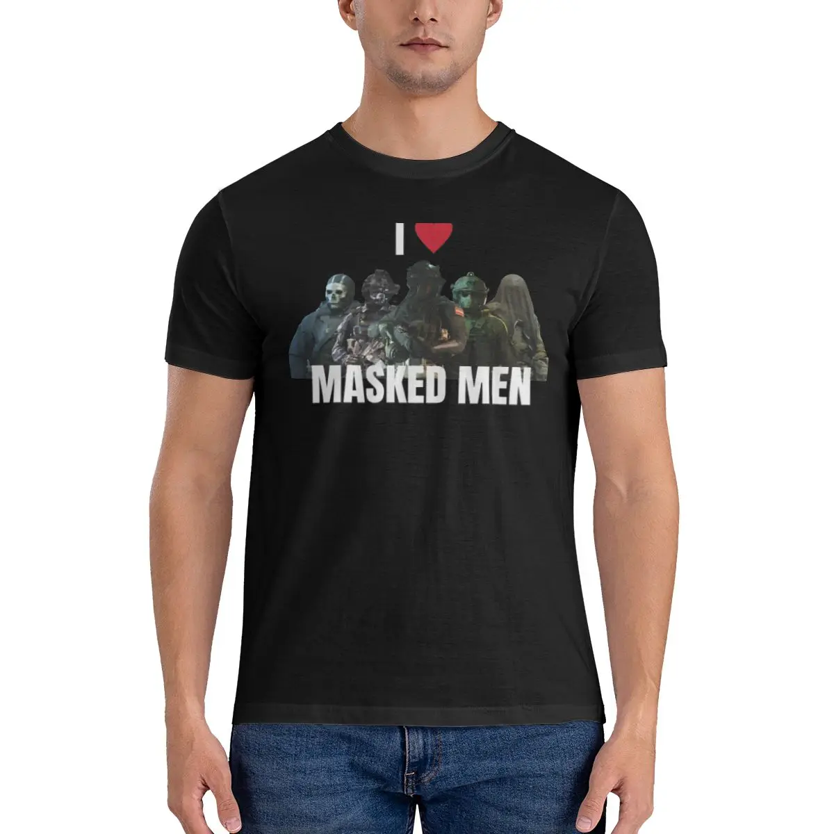 Men I Heart Masked Men T Shirt Call Of Dutys War Game 100% Cotton Clothes Leisure Short Sleeve Crew Neck Gift Idea T-Shirt