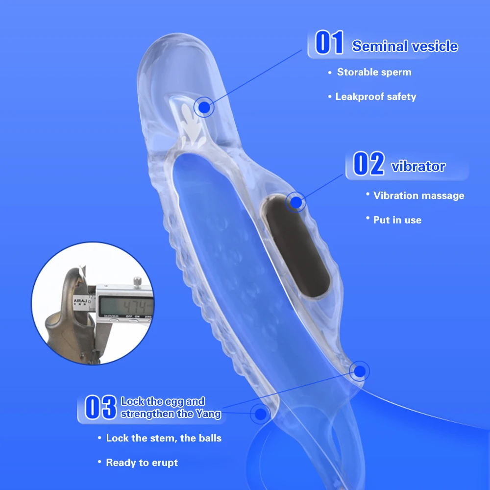 Vibrating Penis Ring Penis Sleeve Cock Enhancer Ring Solid Head Vagina Stimulation Reusable Penis Sleeve Sex Toy For Couple