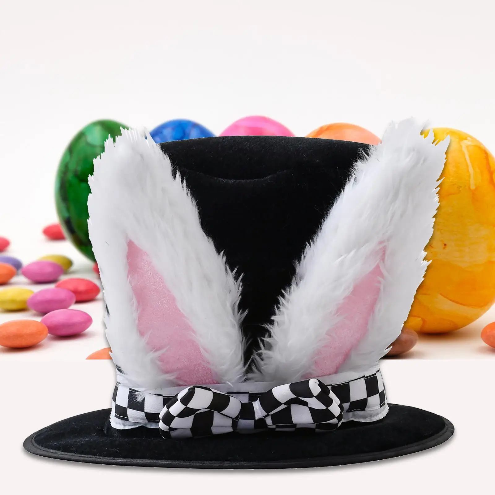 Sombrero de terciopelo negro para niños y adultos, sombrero de copa con Orejas de conejo, decoraciones de calidad Premium, disfraz de vacaciones, cómodo y lindo