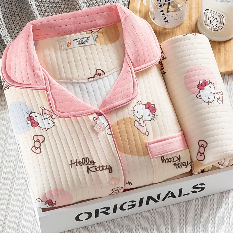 2pcs Set Hello Kitty Cotton Pajamas Women Comfortable Maternity Sleepwear Pijama Suit Female Sleep Leisure Home Loungewear Gifts