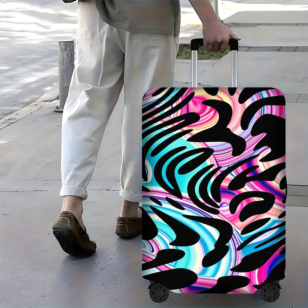 

1PC Trance Black and Color Abstract Print luggage cover for luggage covers 18 – 32 Inches; Dust and Elastic Travel Accessorie