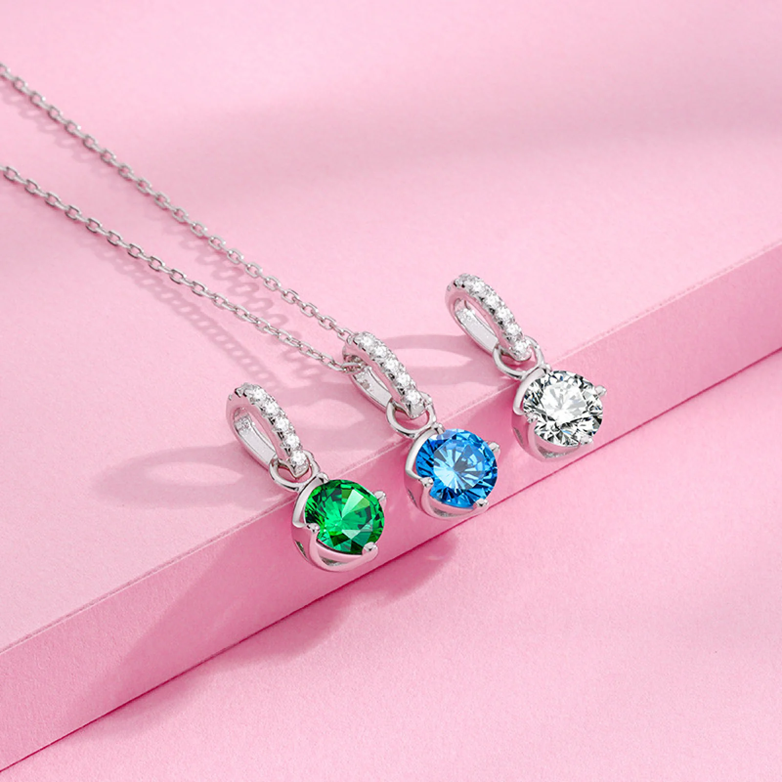 925 فضة البلاتين مطلي السماء الزرقاء زركونيا قلادة قلادة للنساء الفتيات سحر المجوهرات الفاخرة لا سلسلة