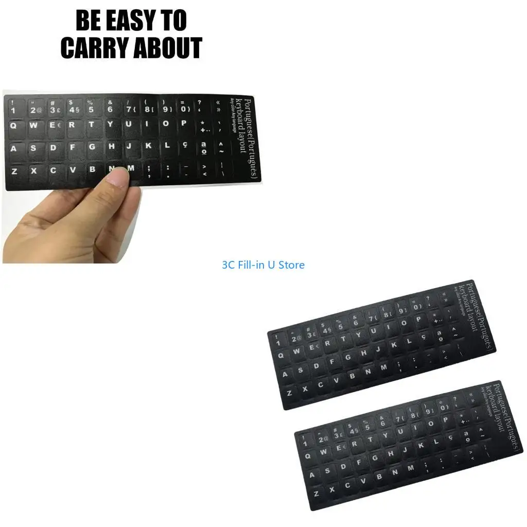 

G8TA 2 шт. португальские наклейки на клавиатуру, сменная наклейка на клавиатуру с белым шрифтом на черном фоне для рабочего