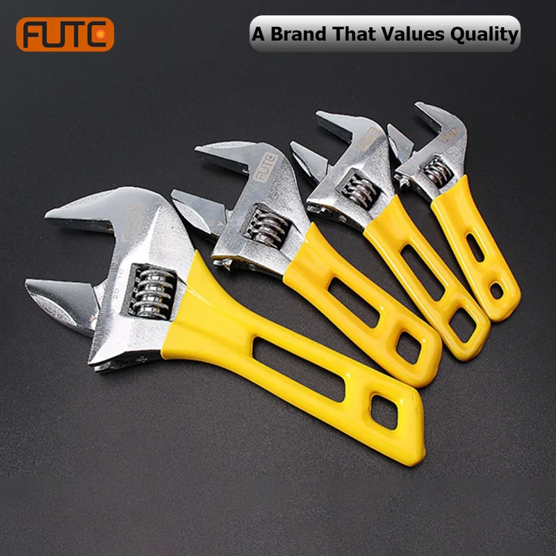 

Adjustable Wrench Large Opening Long Short Handle Mini Monkey Spanner Rubber Wrapped Key Plumbing Pipeline Bathroom Tools