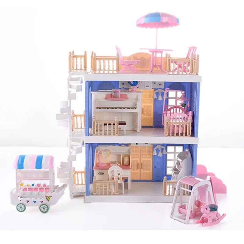 

Ob11 Doll House Single Double Layer Blue Pink Easy To Assemble Fashion Accessories Toy