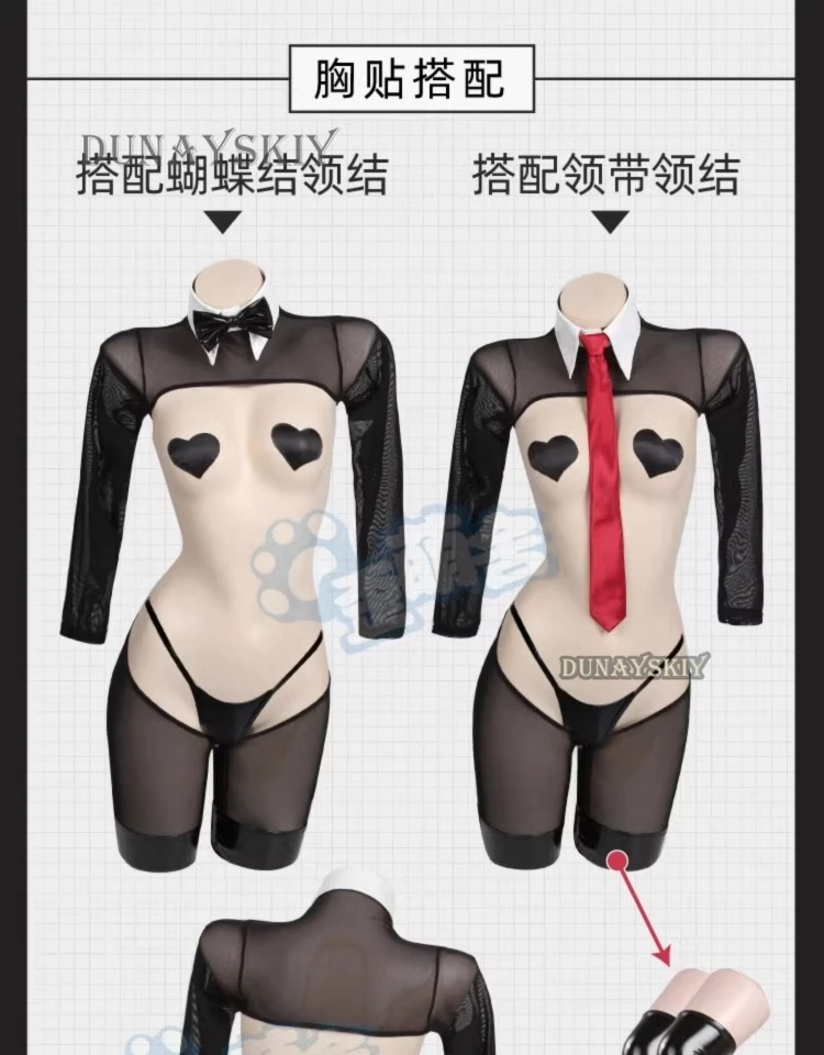 In Stock Original Design Leather Reverse Rabbit Cosplay Costume PU Bunny Girl Uniforms Sets Lingeries Sexy Cosplay